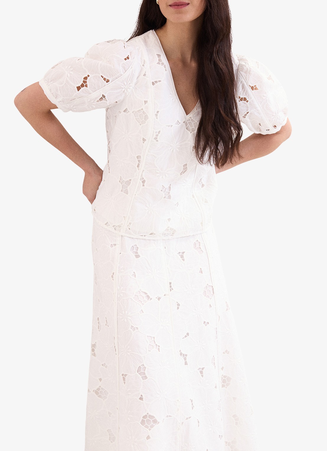 Phase Eight Marina top met broderie - detail 4 ivoor