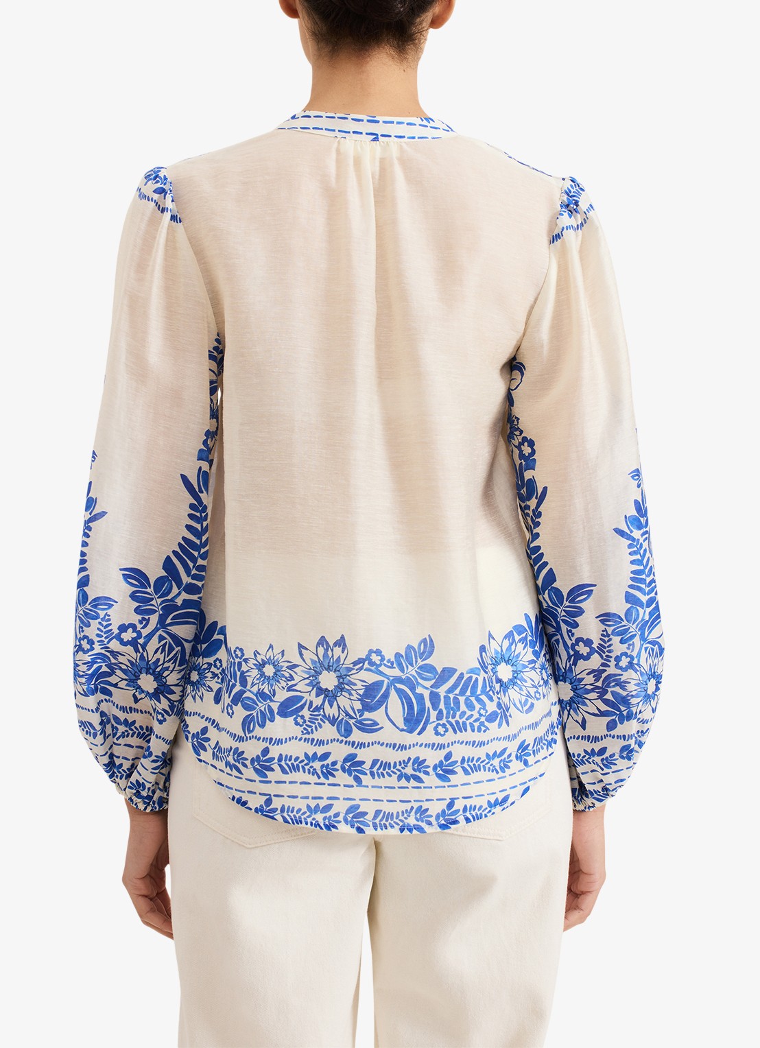 Phase Eight Marisa blouse  met bloemenprint - achterkant 3 blauw