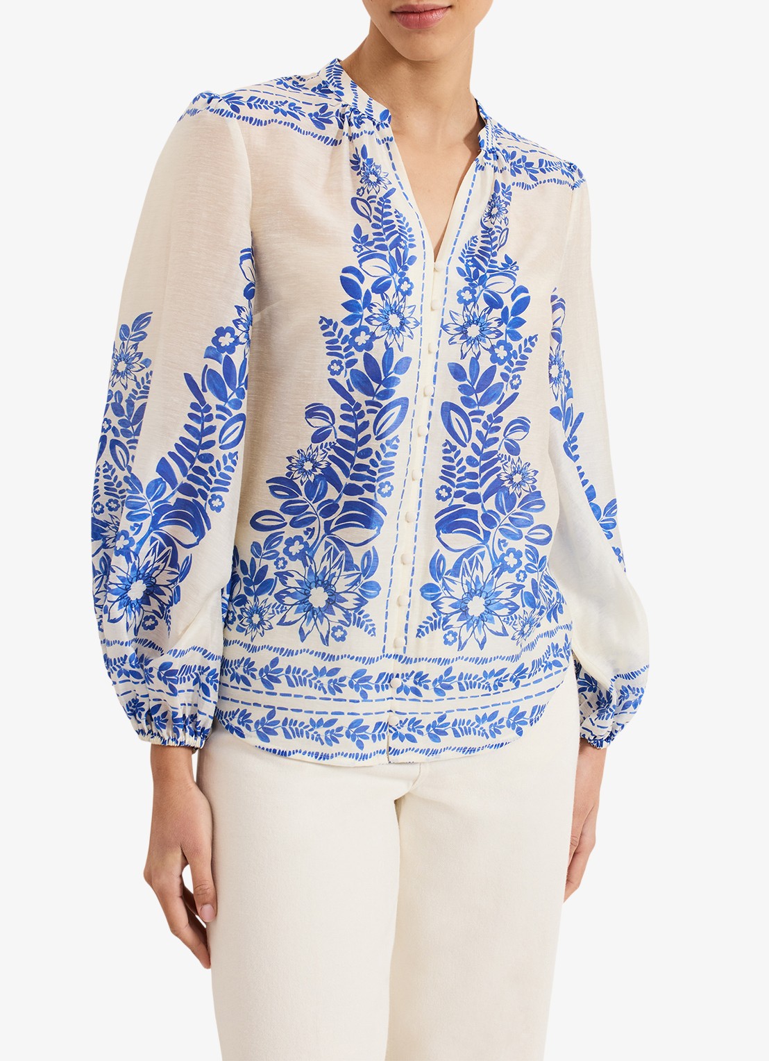 Phase Eight Marisa blouse  met bloemenprint - detail 4 blauw