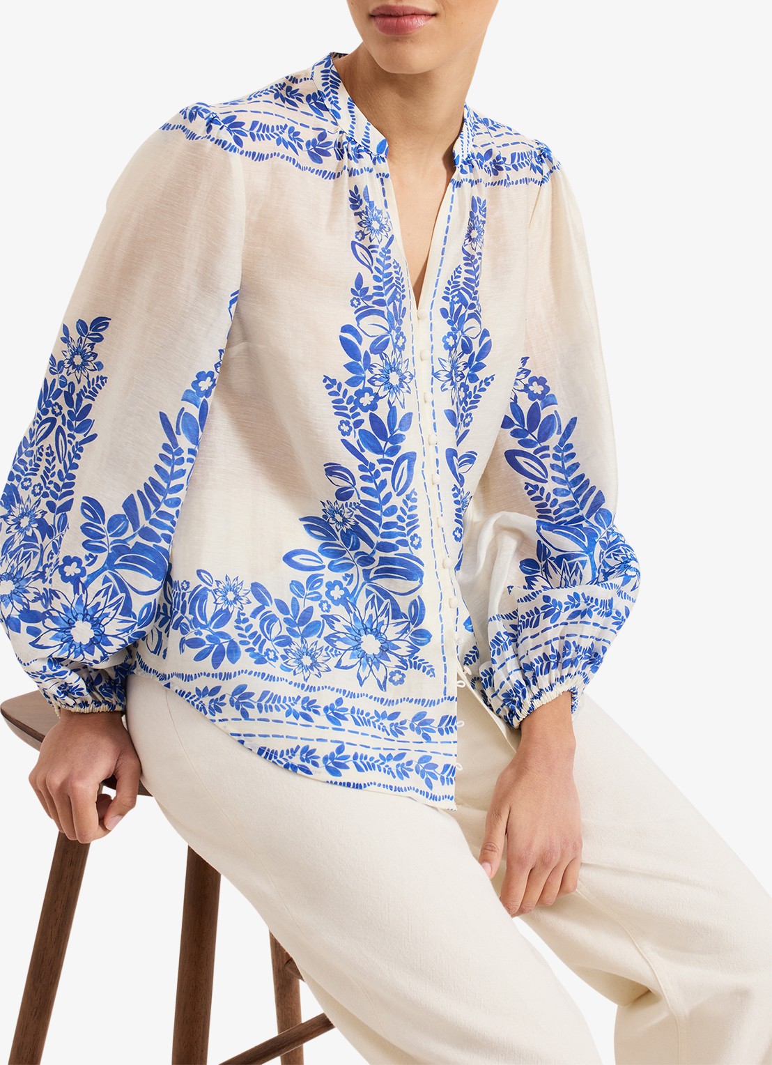 Phase Eight Marisa blouse  met bloemenprint - detail 5 blauw