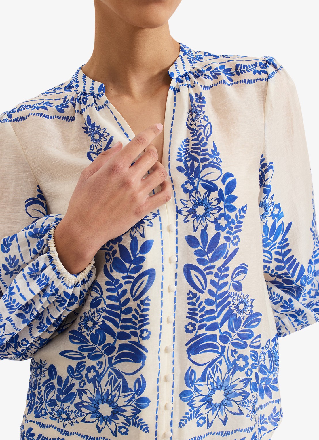 Phase Eight Marisa blouse  met bloemenprint - detail 6 blauw
