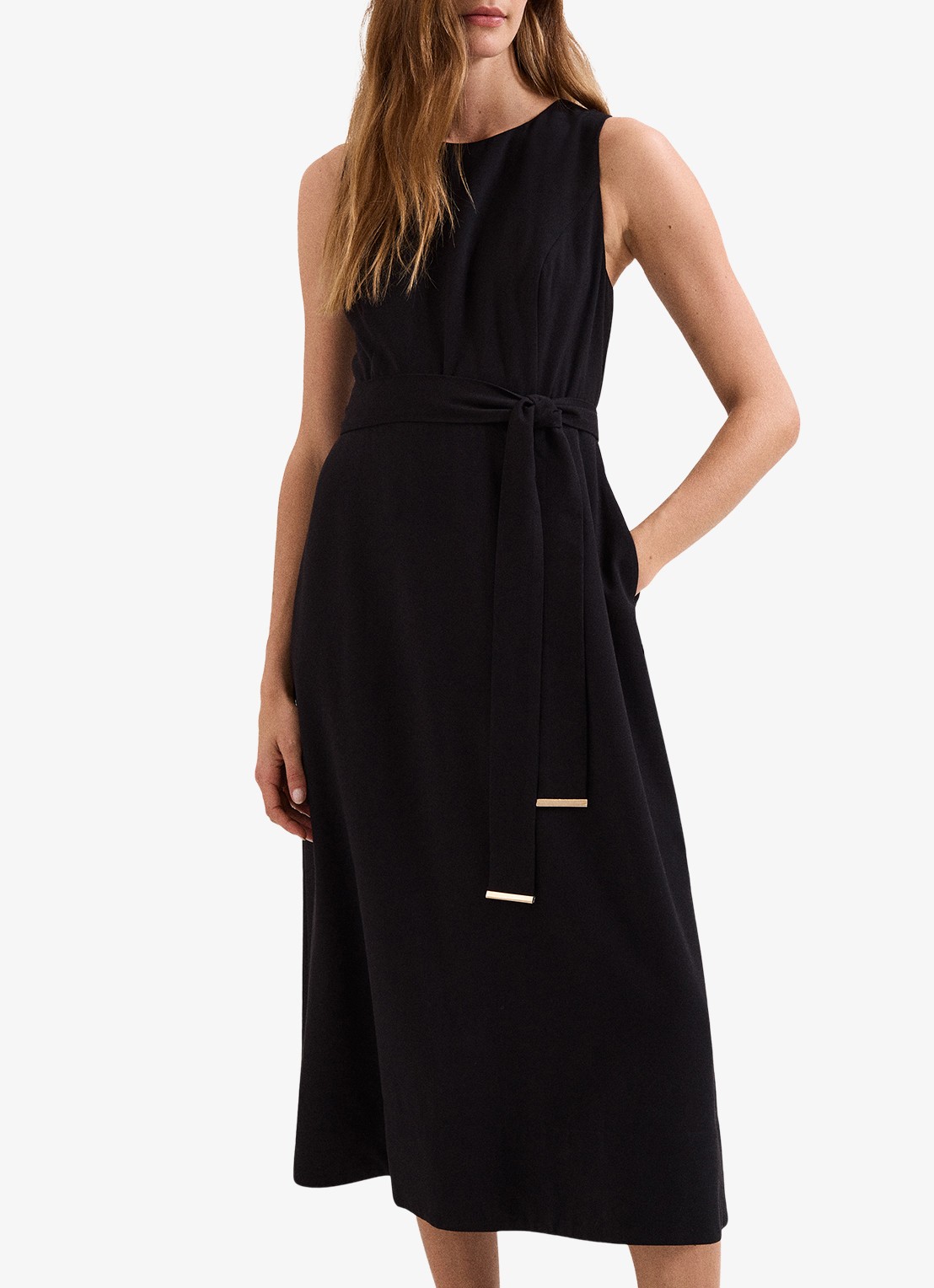 Phase Eight Marta midi jurk met strikceintuur - detail 2 zwart