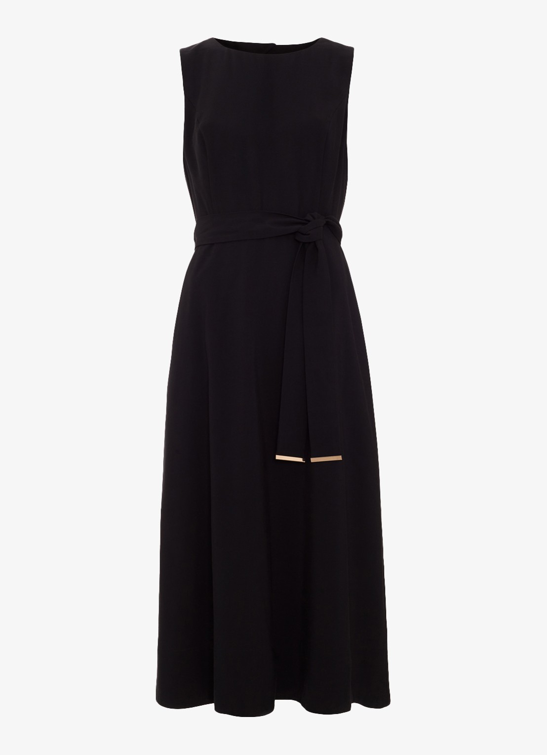 Phase Eight Marta midi jurk met strikceintuur - voorkant zwart