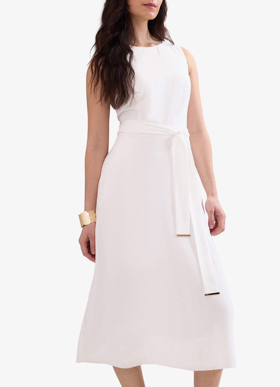 Phase Eight Marta midi jurk met strikceintuur - detail 2 wit