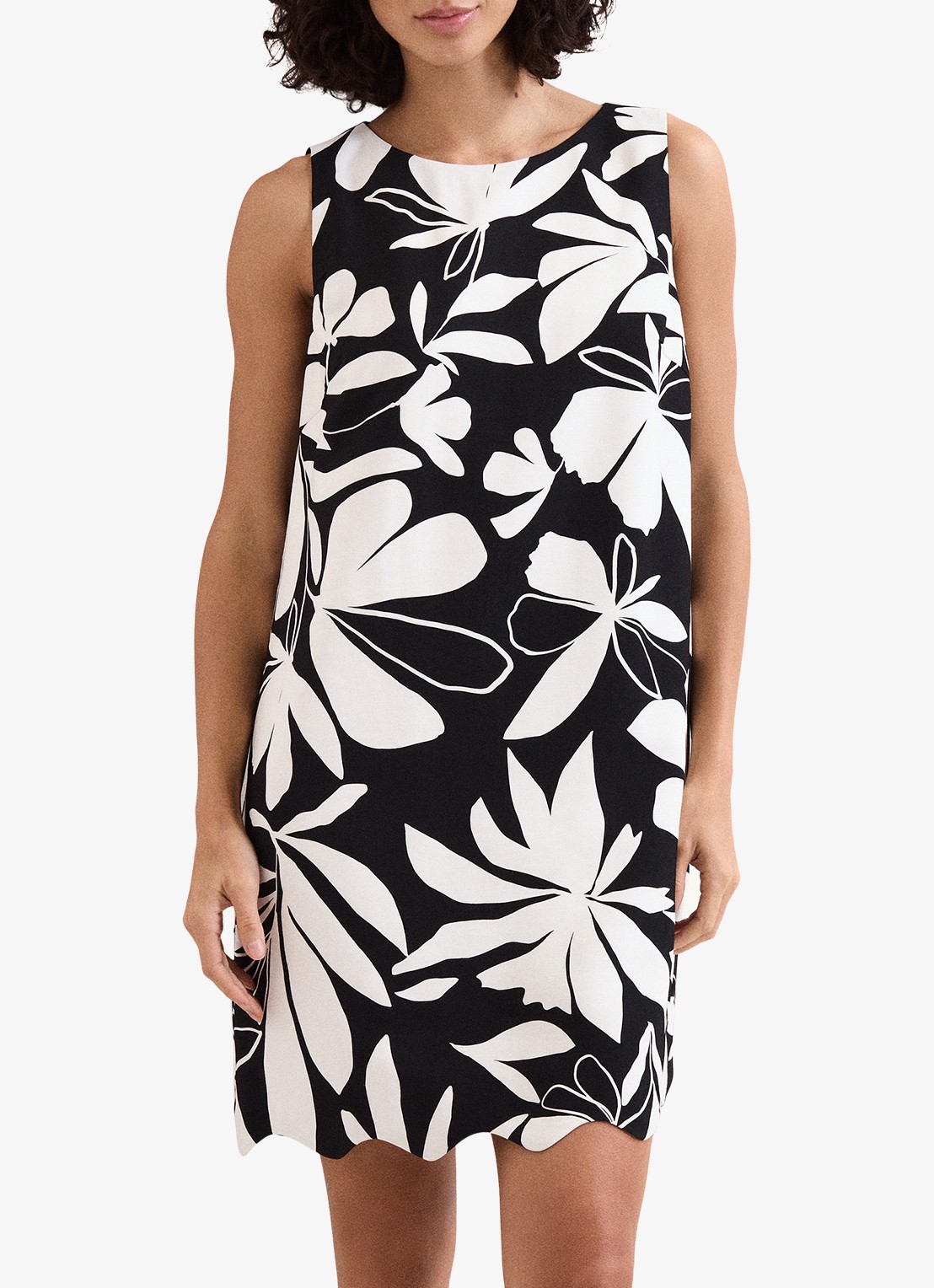 Phase Eight Marta mini jurk met ronde hals en bloemenprint - detail 4 zwart
