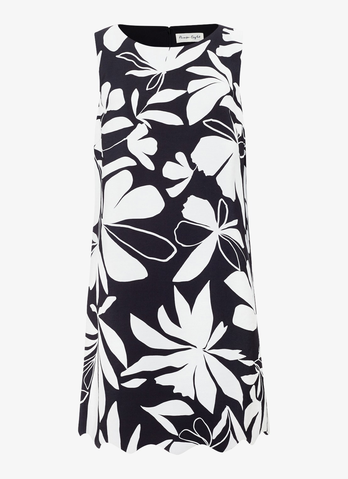 Phase Eight Marta mini jurk met ronde hals en bloemenprint - voorkant 2 zwart
