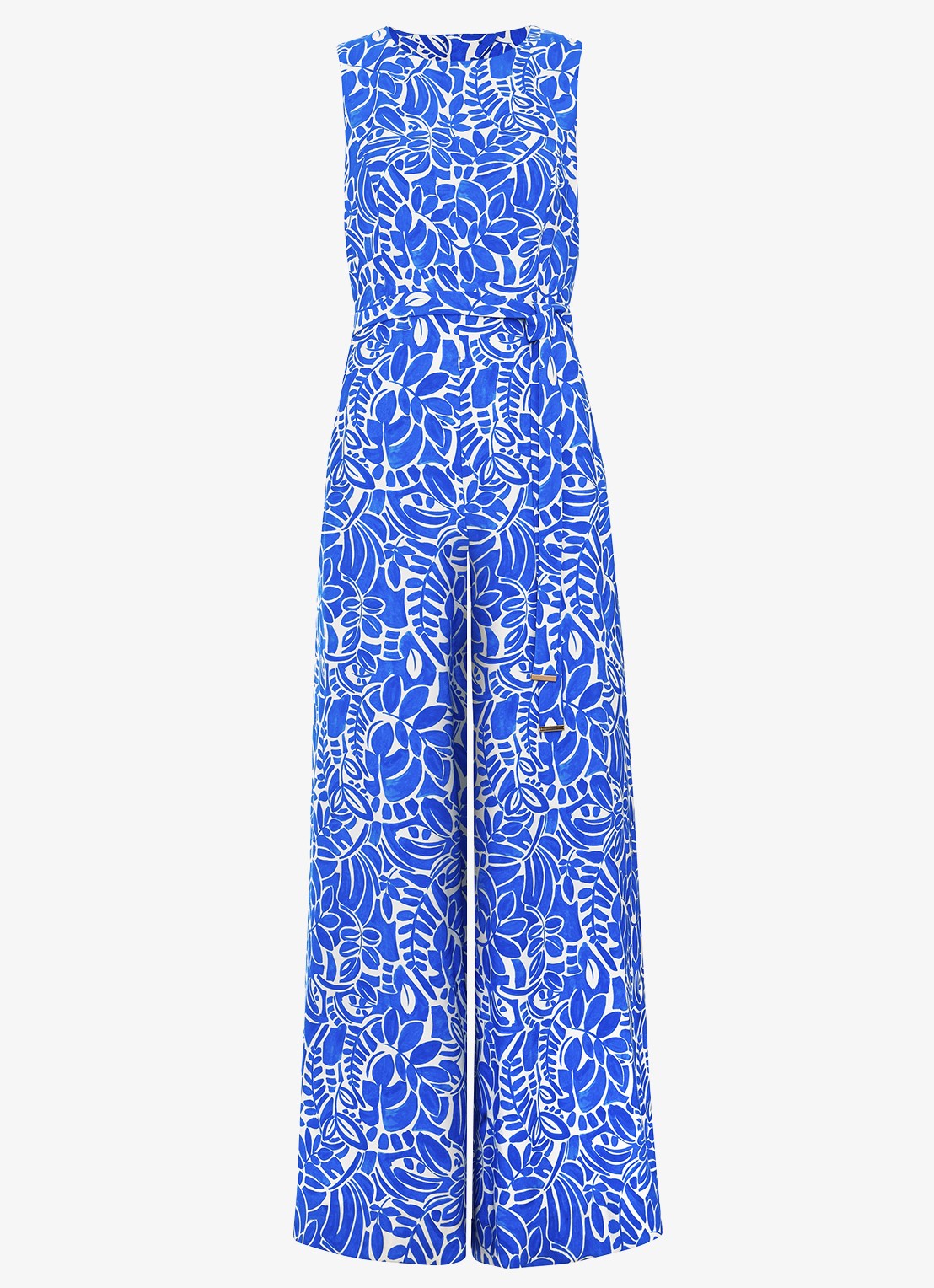 Phase Eight Marta wide fit jumpsuit met strikceintuur - voorkant 7 blauw