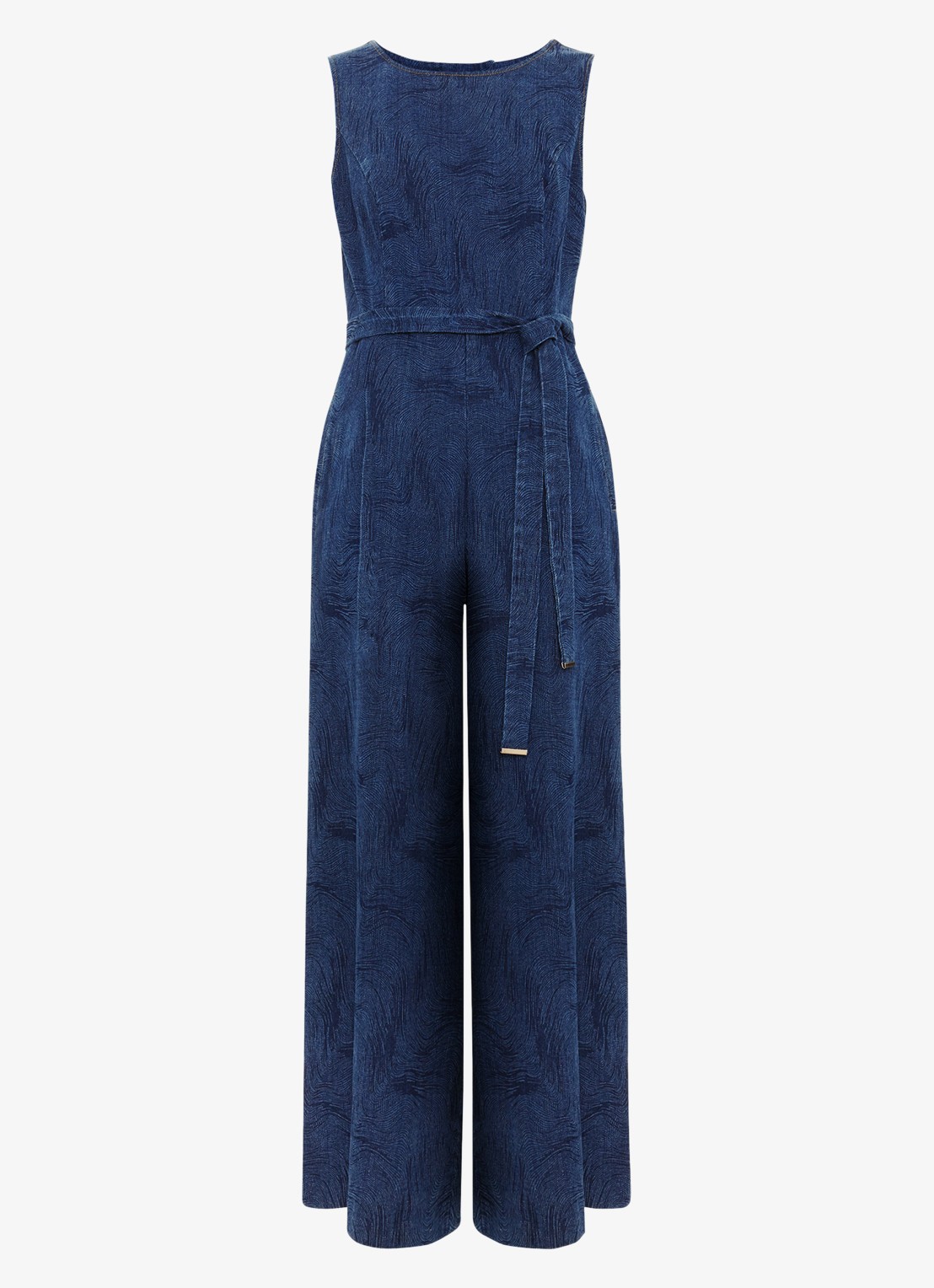 Phase Eight Marta wide fit jumpsuit met strikceintuur - voorkant indigo