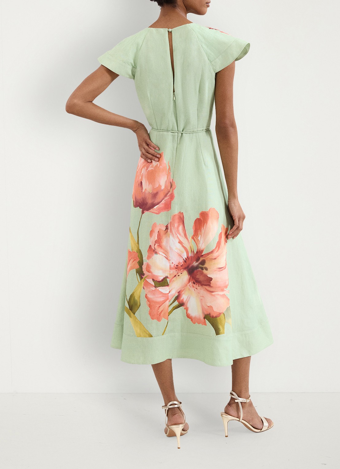 Phase Eight Matilda jurk met bloemenprint - achterkant groen