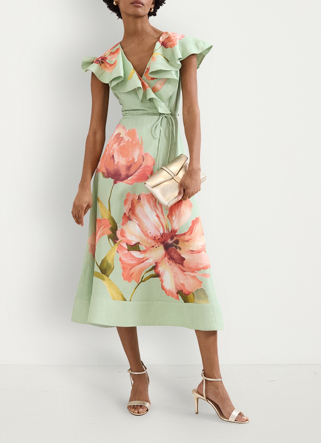 Phase Eight Matilda jurk met bloemenprint - voorkant 8 groen