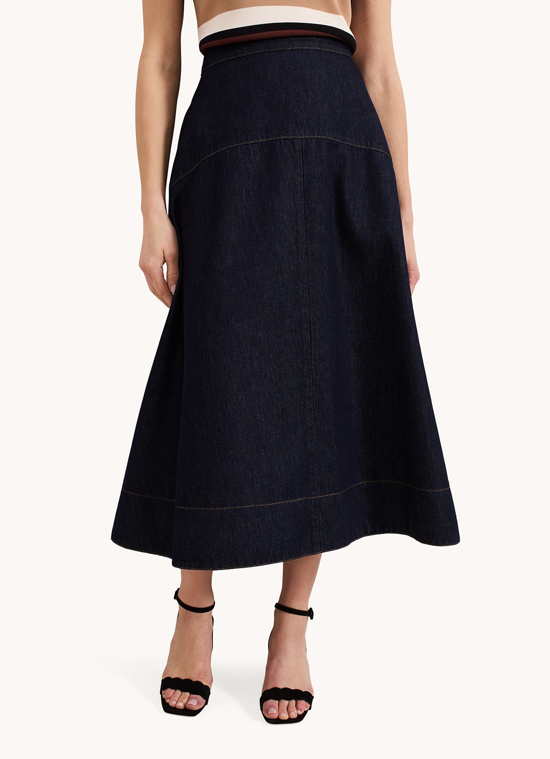Phase Eight Mavis midi rok van chambray met steekzakken - detail 2 denim