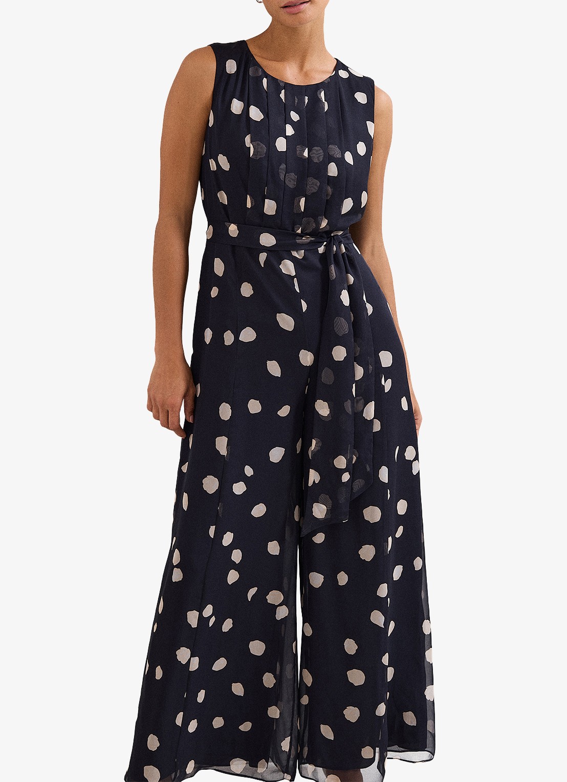 Phase Eight Maxine Spot jumpsuit met stippenprint - detail 2 donkerblauw