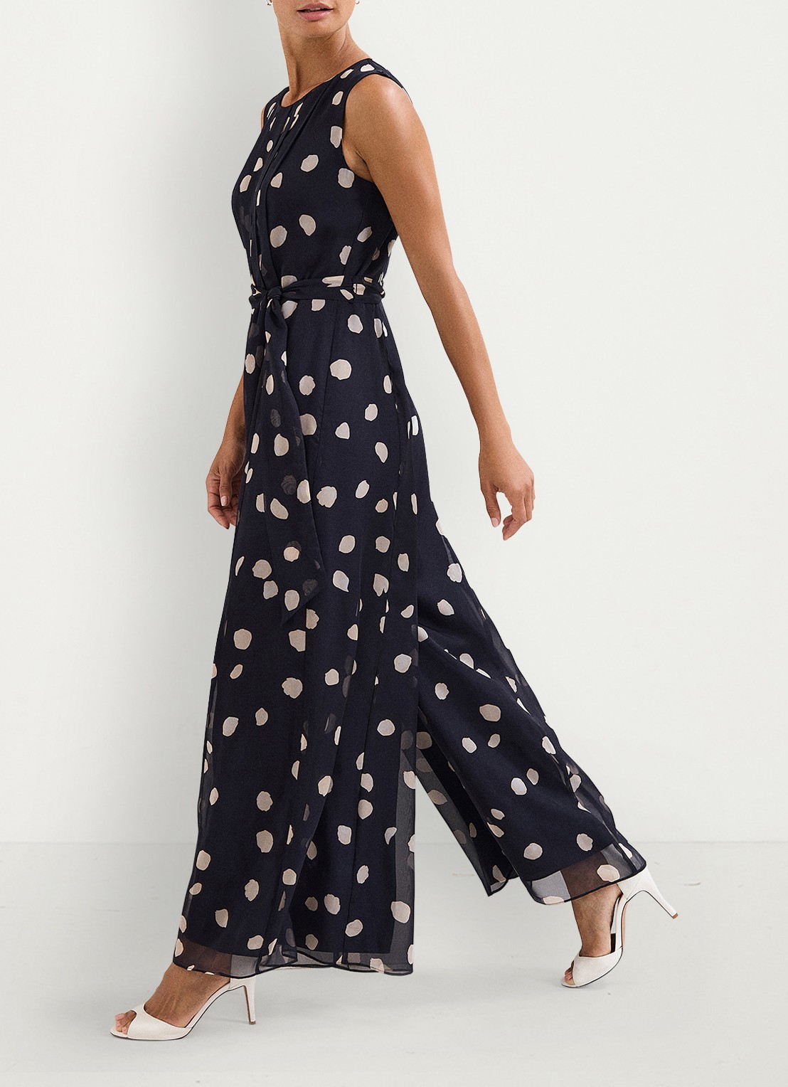Phase Eight Maxine Spot jumpsuit met stippenprint - detail 5 donkerblauw