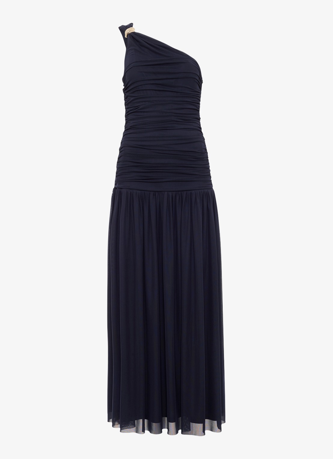 Phase Eight Melina one shoulder maxi jurk met plooidetail - voorkant donkerblauw