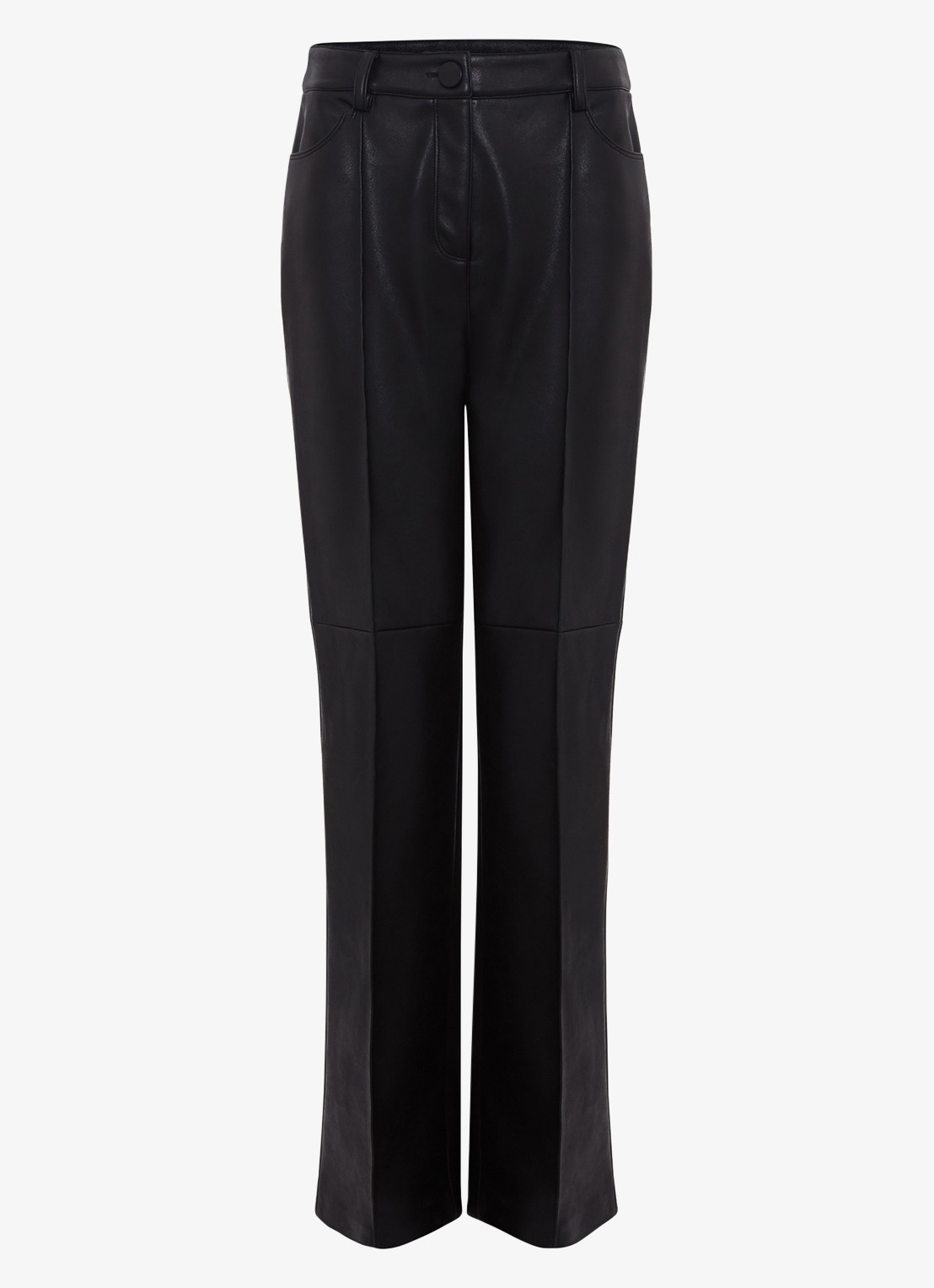 Phase Eight Melissa high waist wide fit broek van imitatieleer - voorkant 6 zwart