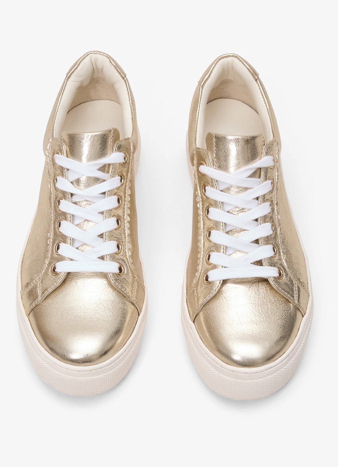 Phase Eight Metallic sneaker van leer - detail 3 goud