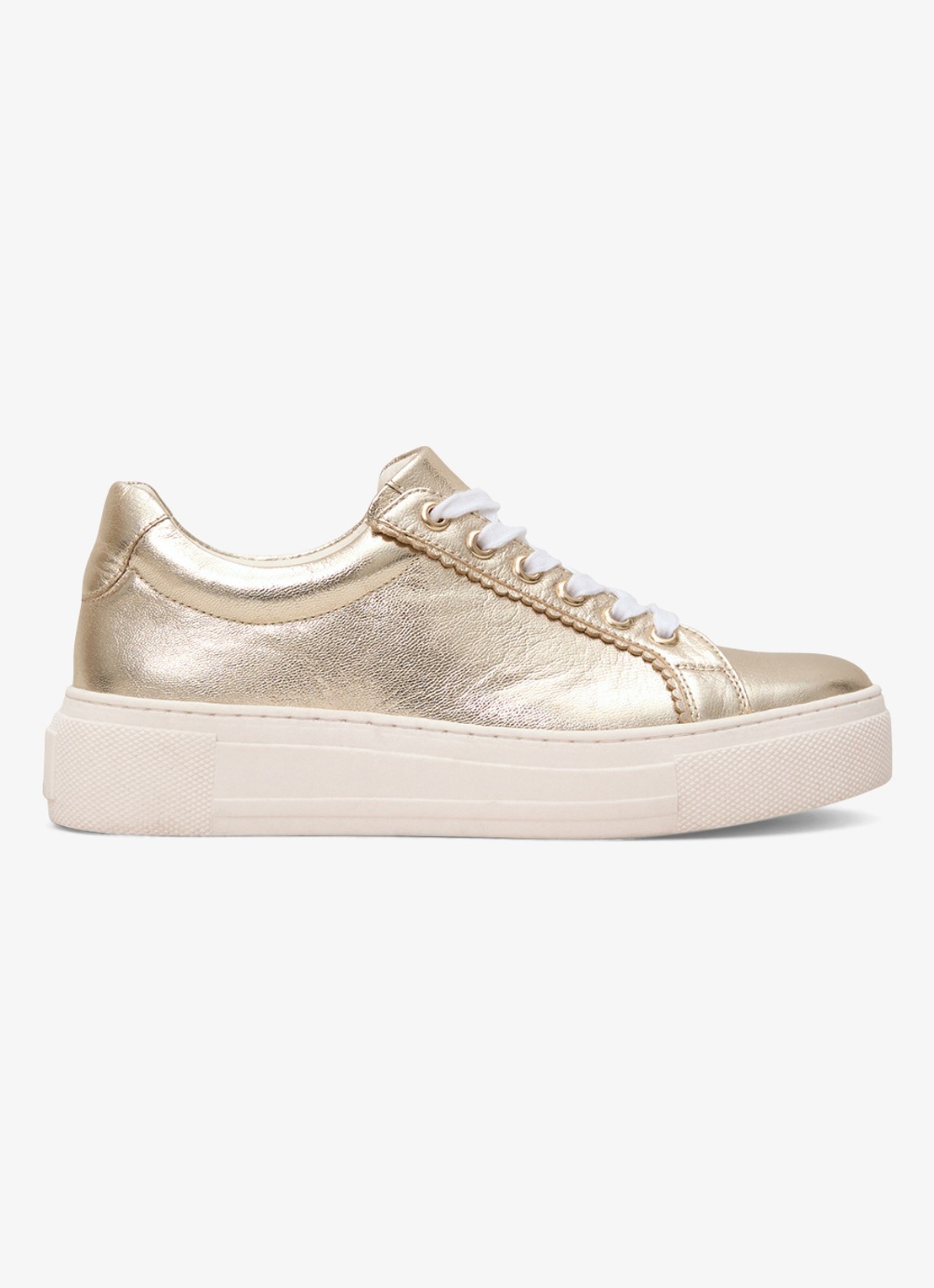 Phase Eight Metallic sneaker van leer - voorkant goud