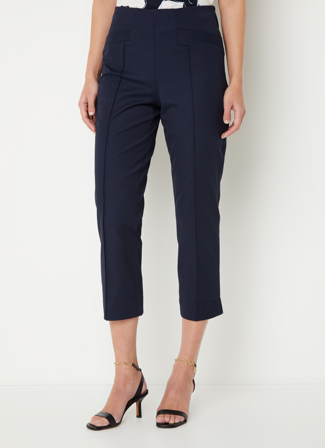 Phase Eight Miah high waist cropped slim fit pantalon met siernaad - detail 3 donkerblauw