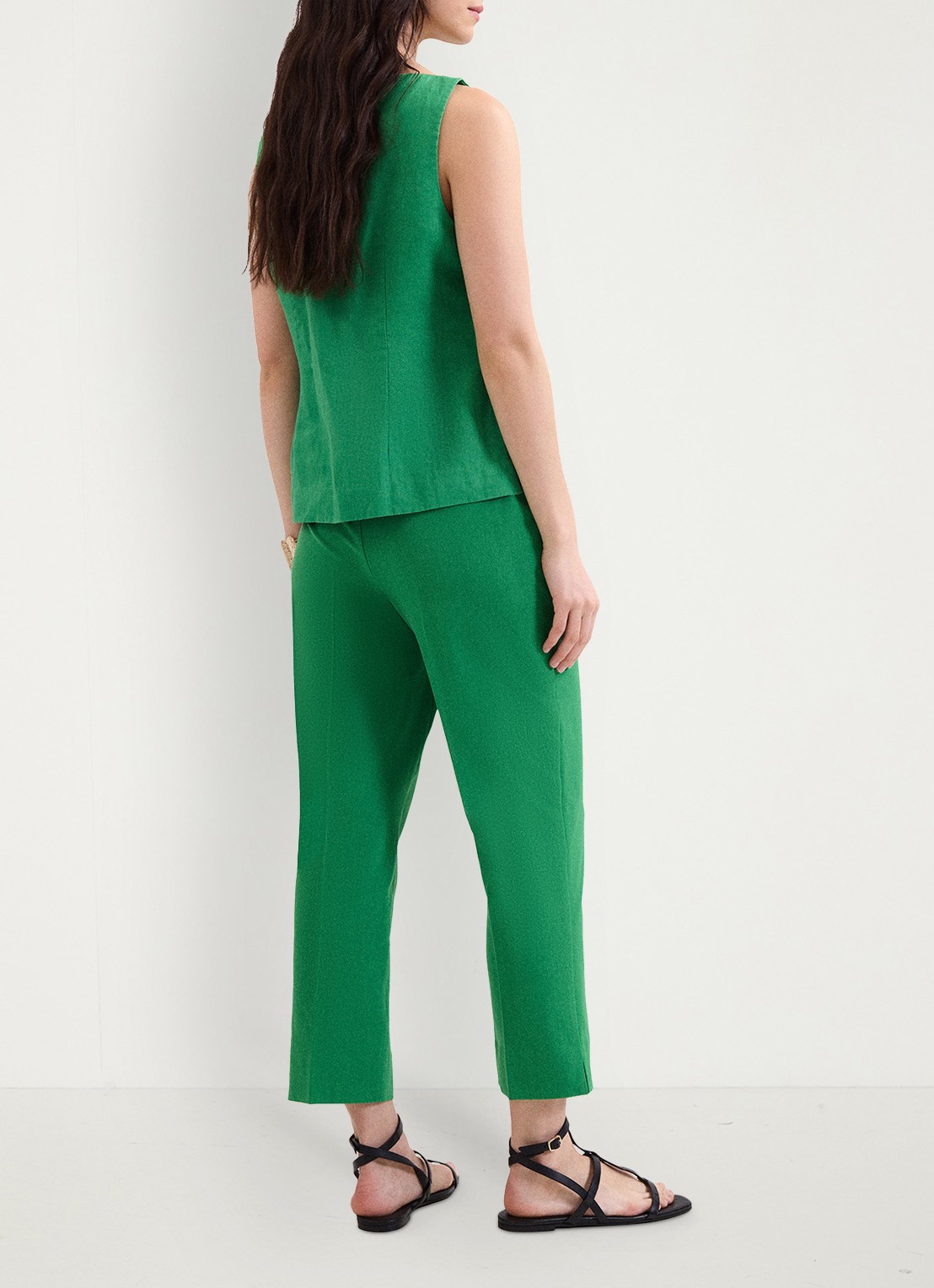 Phase Eight Miah high waist slim fit cropped pantalon met steekzakken - achterkant groen
