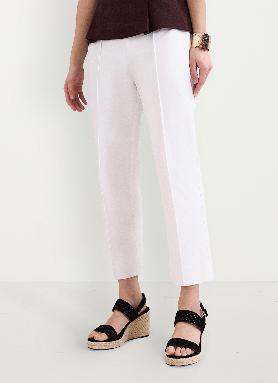 Phase Eight Miah high waist straight leg driekwart broek in katoenblend - detail 2 wit