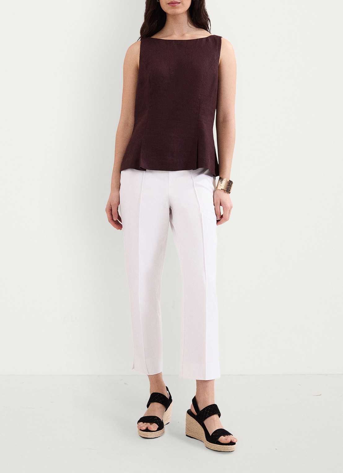 Phase Eight Miah high waist straight leg driekwart broek in katoenblend - voorkant 6 wit