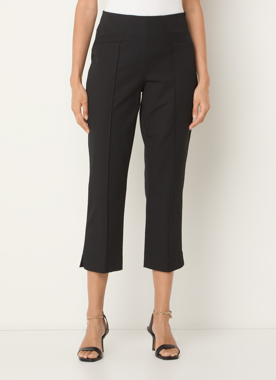 Phase Eight Miah high waist tapered fit cropped pantalon met persplooi - detail 4 zwart