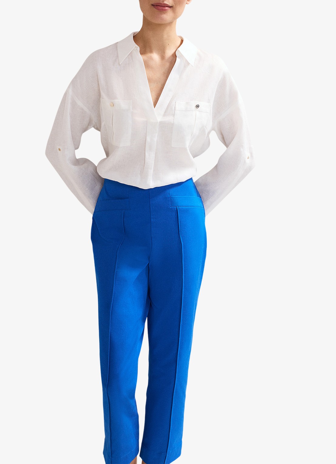 Phase Eight Miah high waist tapered fit cropped pantalon met stretch - detail 5 kobaltblauw
