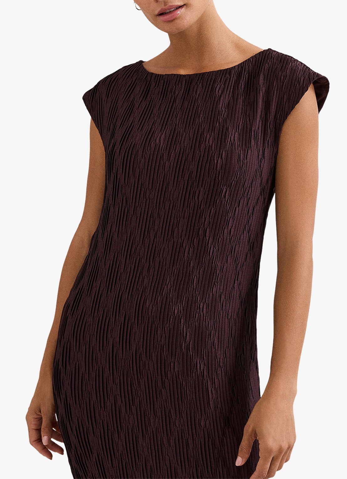Phase Eight Midi jurk met structuur - detail 6 donkerbruin