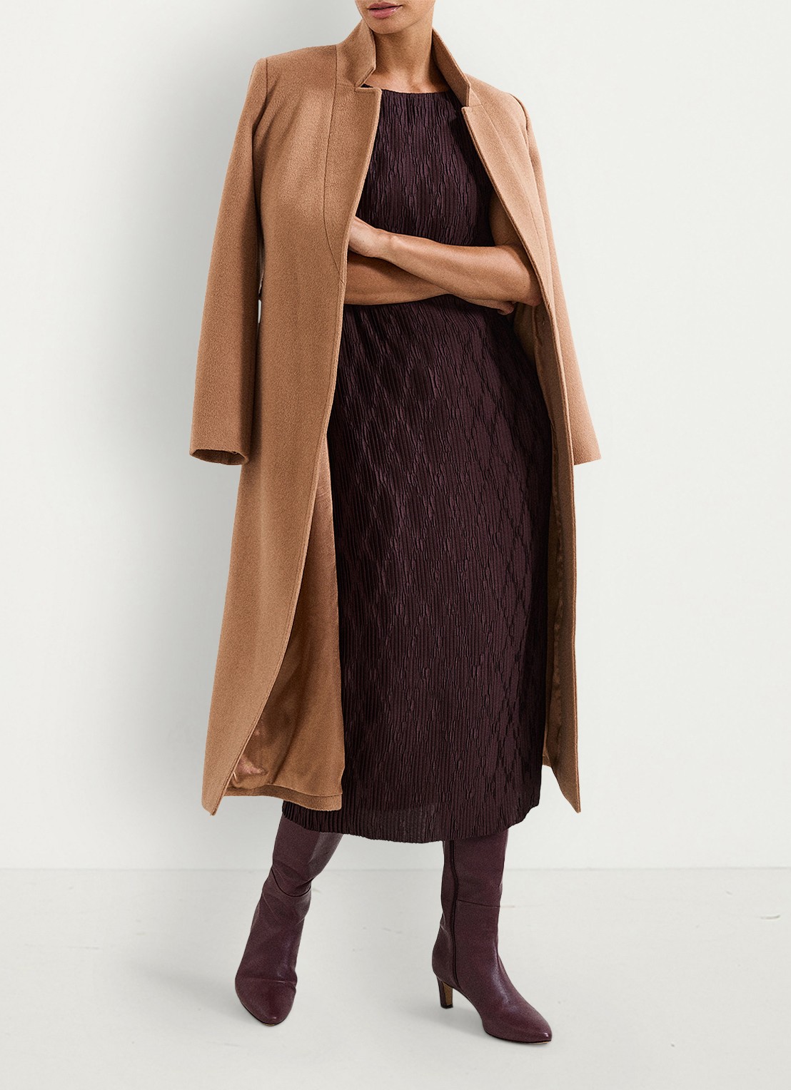 Phase Eight Midi jurk met structuur - detail 8 donkerbruin