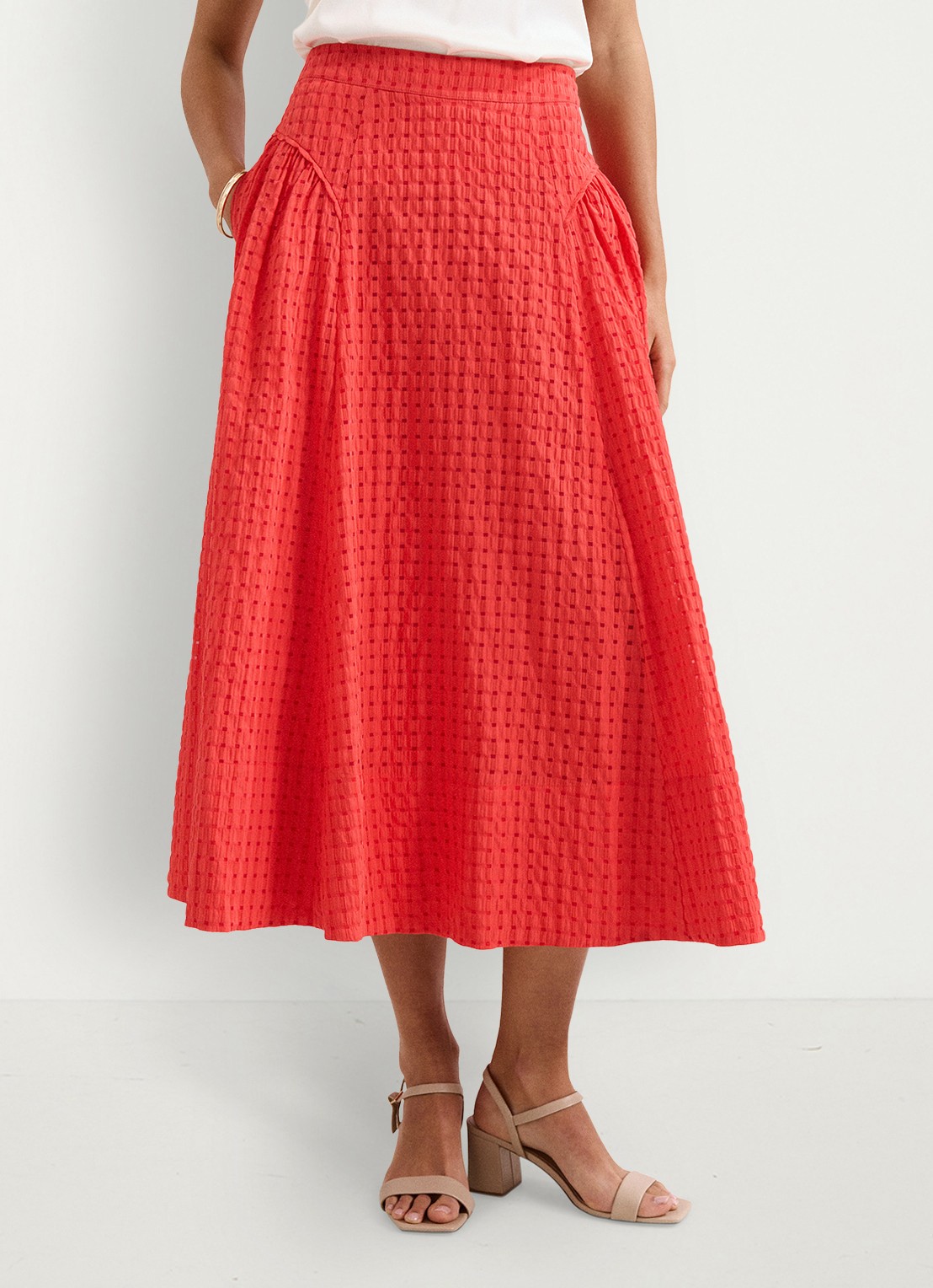 Phase Eight Midi rok met steekzakken - detail 4 rood