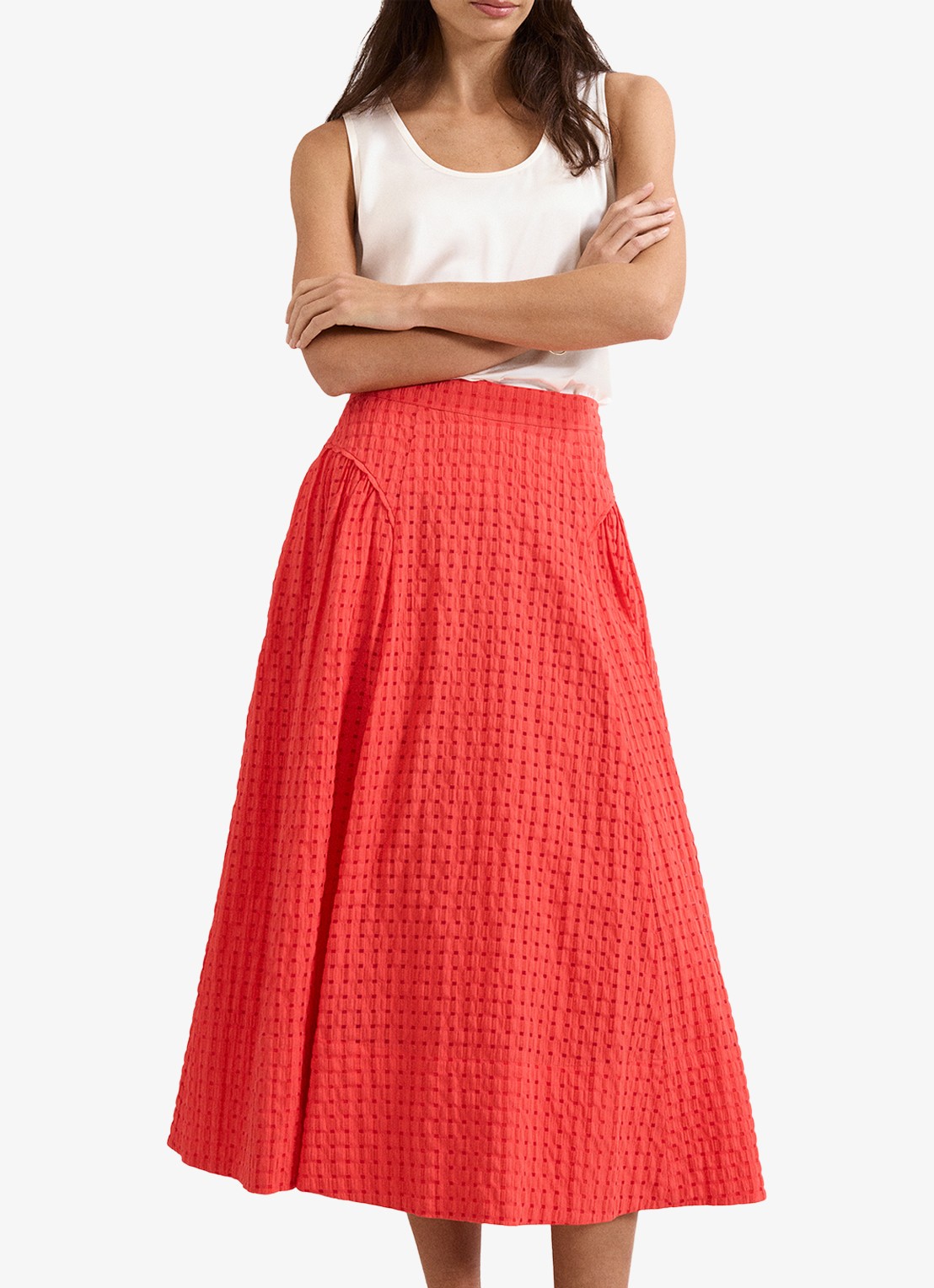 Phase Eight Midi rok met steekzakken - detail 7 rood