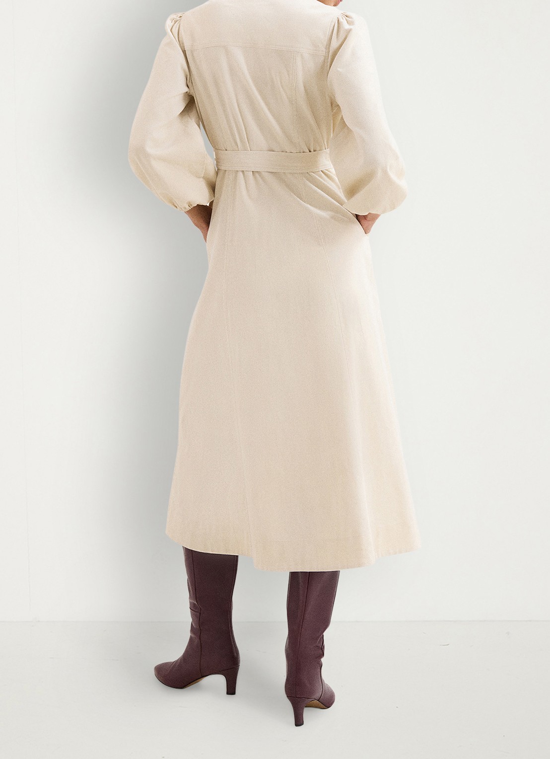 Phase Eight Midi tuniek jurk met strikceintuur - achterkant beige
