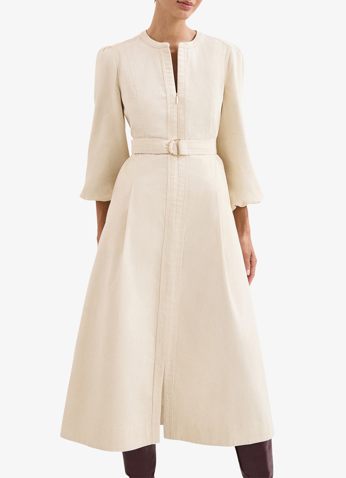 Phase Eight Midi tuniek jurk met strikceintuur - detail 4 beige