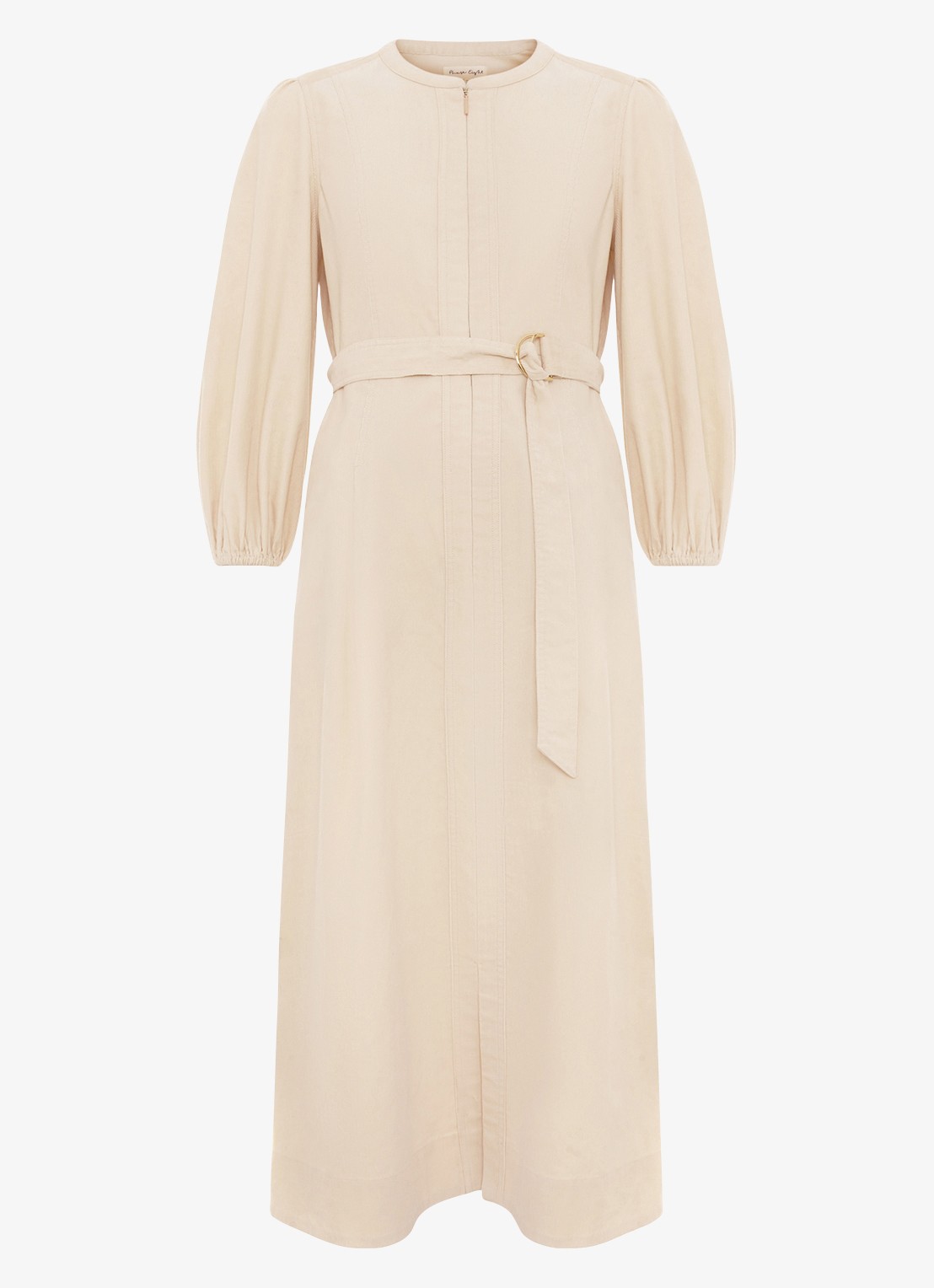 Phase Eight Midi tuniek jurk met strikceintuur - voorkant 2 beige