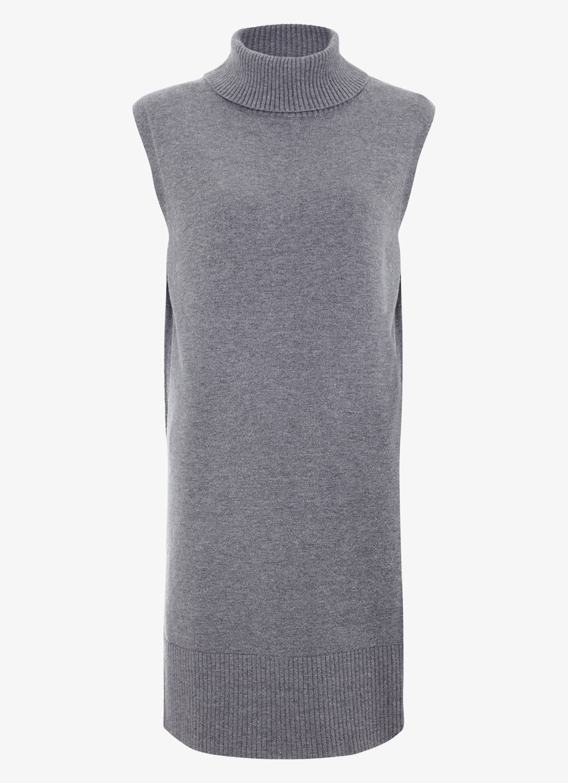 Phase Eight Mila mini fijngebreide trui-jurk met col - voorkant 2 grijs
