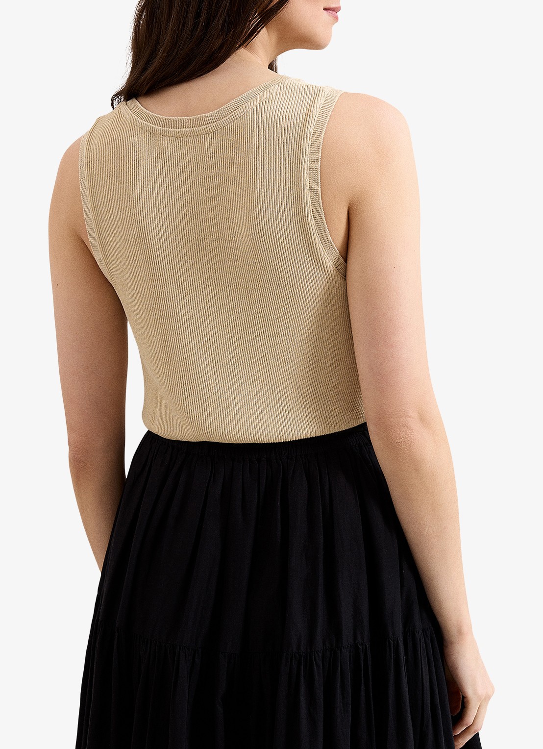 Phase Eight Mila ribgebreide tanktop met lurex - achterkant 7 goud
