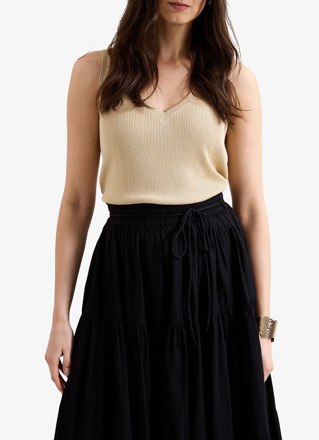 Phase Eight Mila ribgebreide tanktop met lurex - detail 3 goud