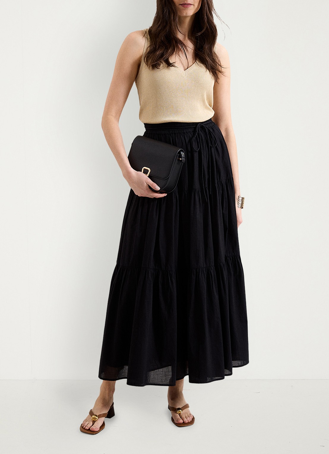Phase Eight Mila ribgebreide tanktop met lurex - voorkant 2 goud