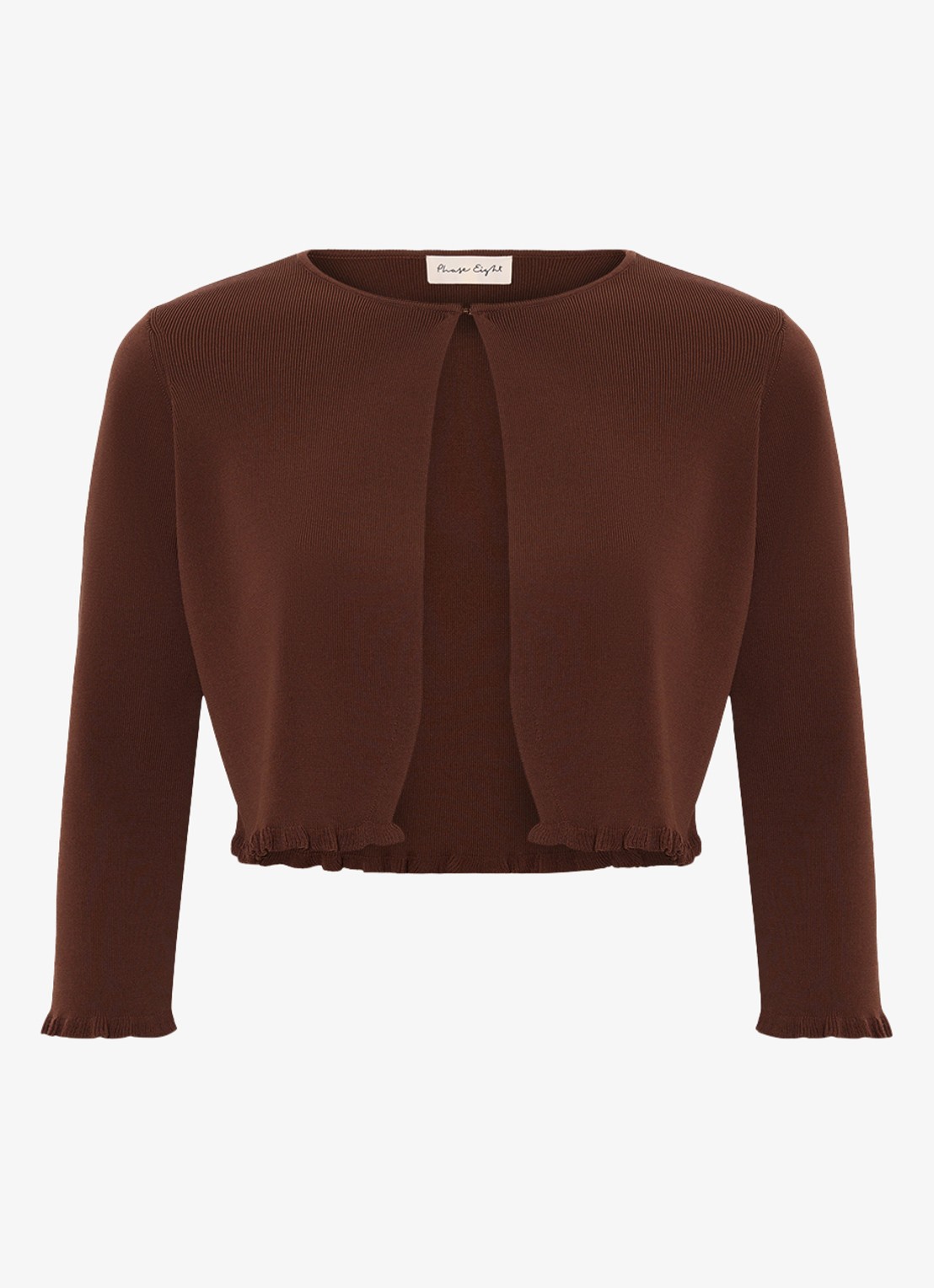 Phase Eight Mimi fijngebreid vest met ronde hals - voorkant 2 bruin