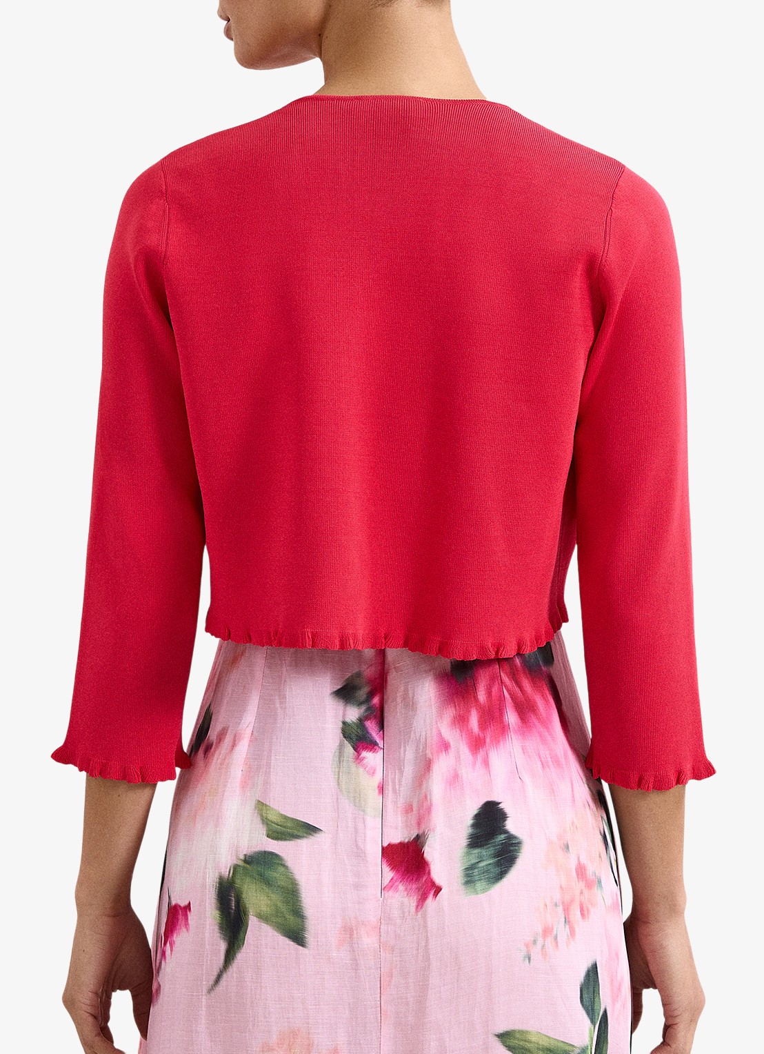 Phase Eight Mimi fijngebreide bolero  - achterkant donkerroze
