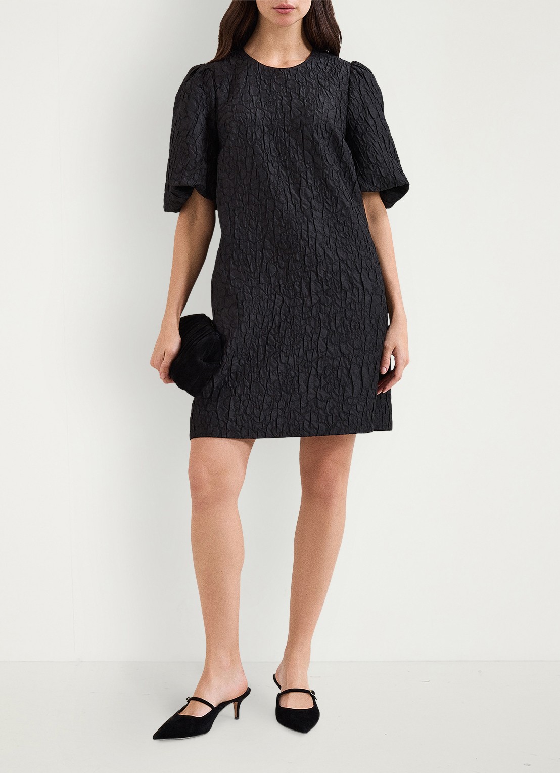Phase Eight Mini tuniekjurk met pofmouwen - voorkant 8 zwart