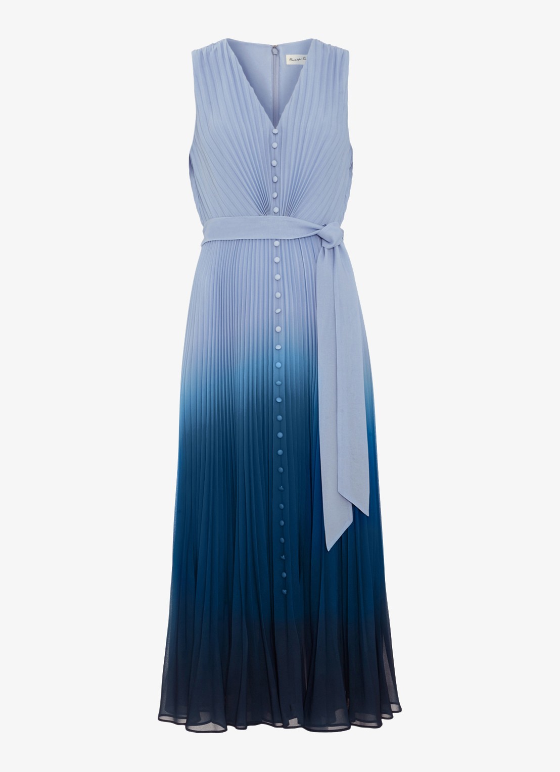 Phase Eight Mira Ombre midi jurk met plooien - voorkant blauw