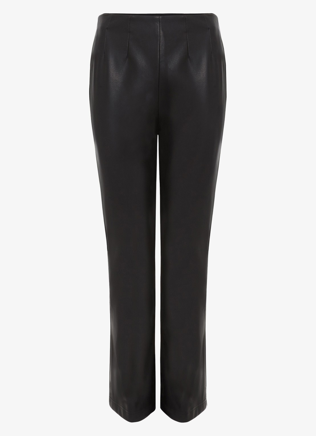 Phase Eight Mya straight fit cropped broek van imitatieleer - voorkant 4 zwart
