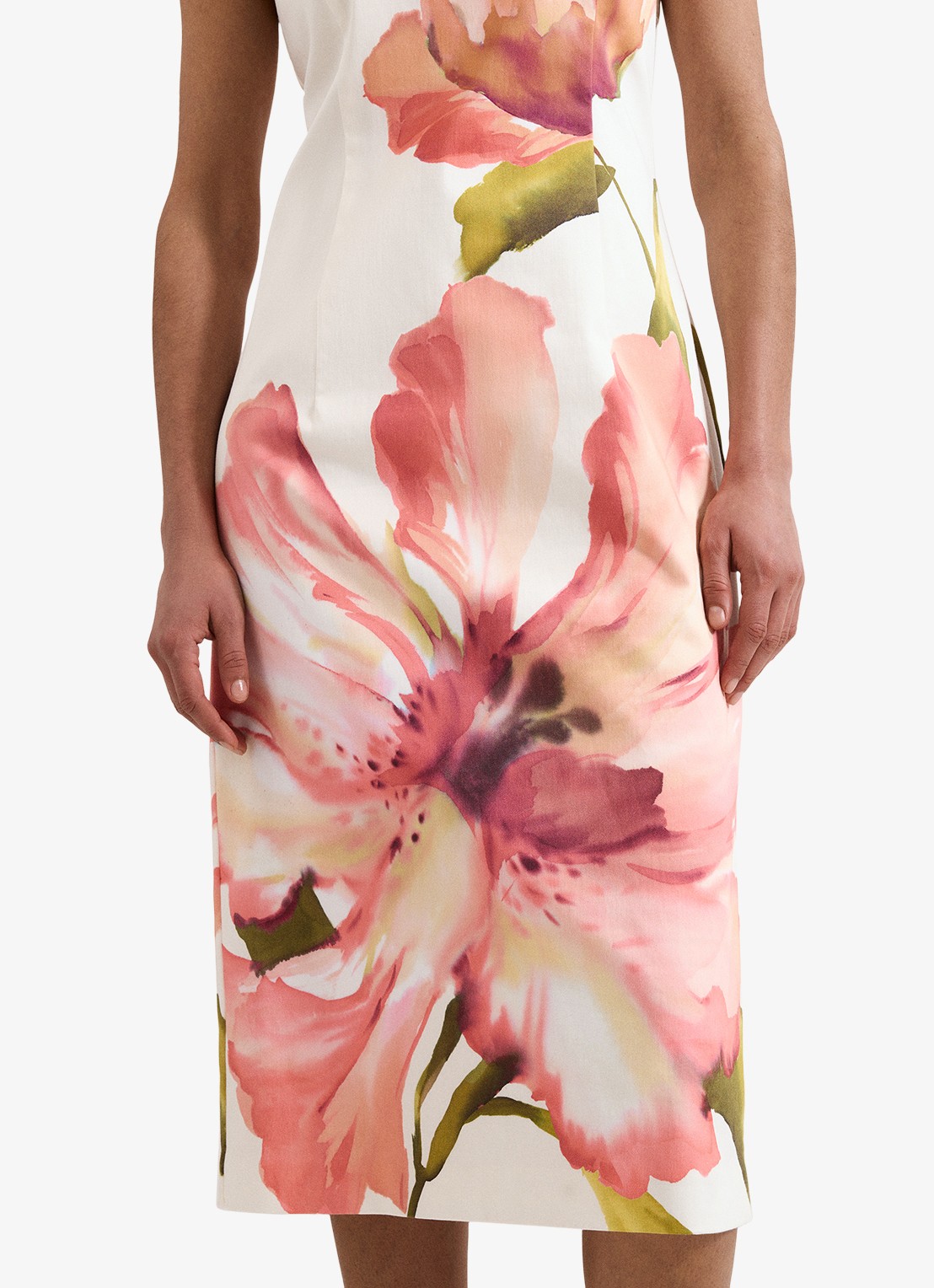 Phase Eight Nadina midi jurk met bloemenprint - detail 6 gebroken wit