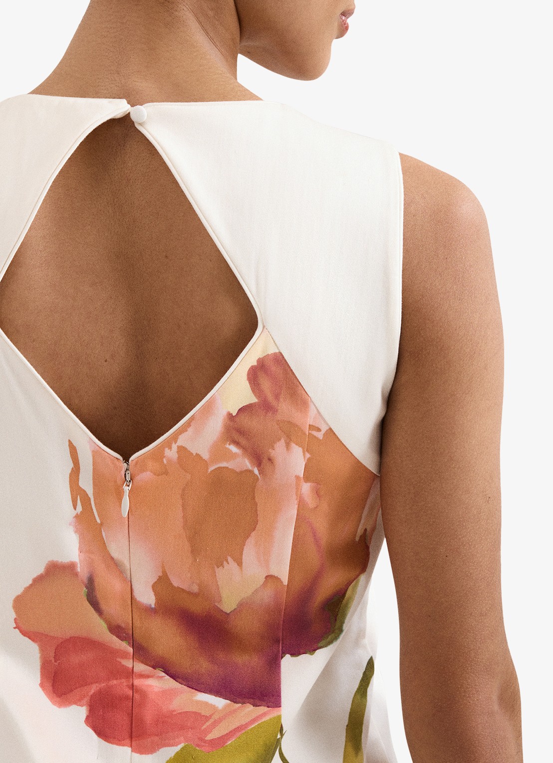 Phase Eight Nadina midi jurk met bloemenprint - detail 7 gebroken wit