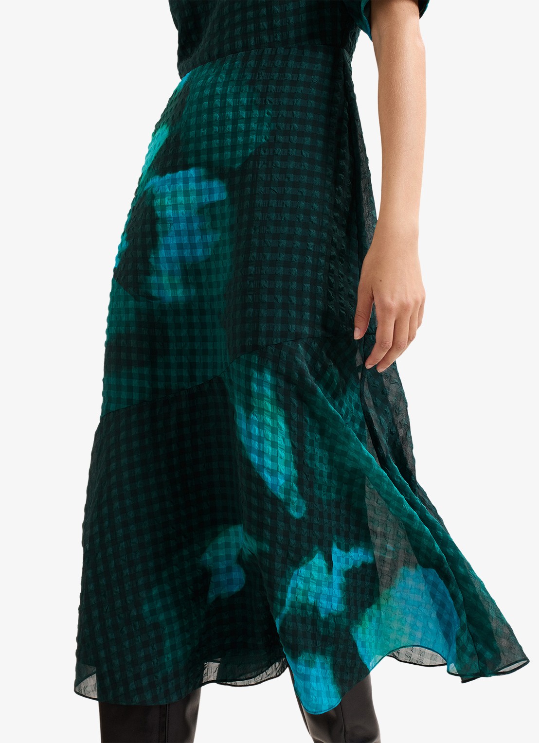 Phase Eight Nancy midi jurk met bloemenprint - detail 6 zeegroen