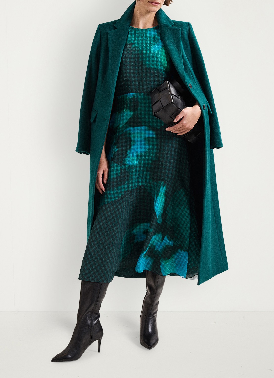 Phase Eight Nancy midi jurk met bloemenprint - detail 7 zeegroen