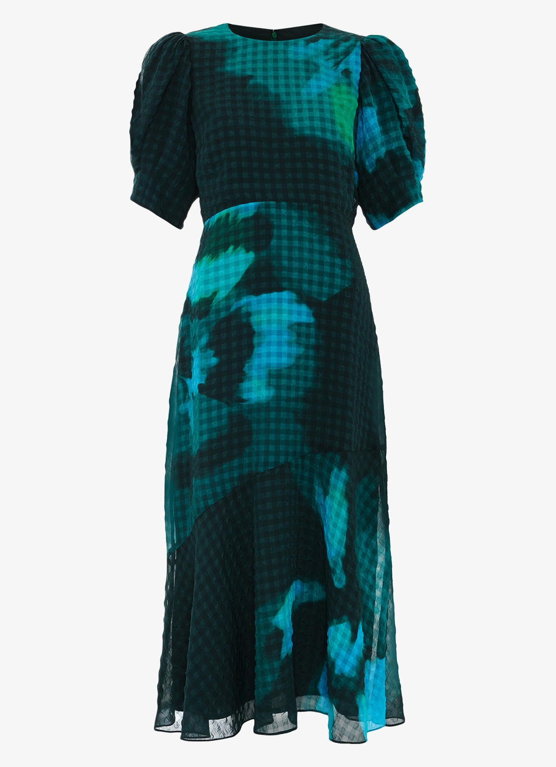Phase Eight Nancy midi jurk met bloemenprint - voorkant 2 zeegroen