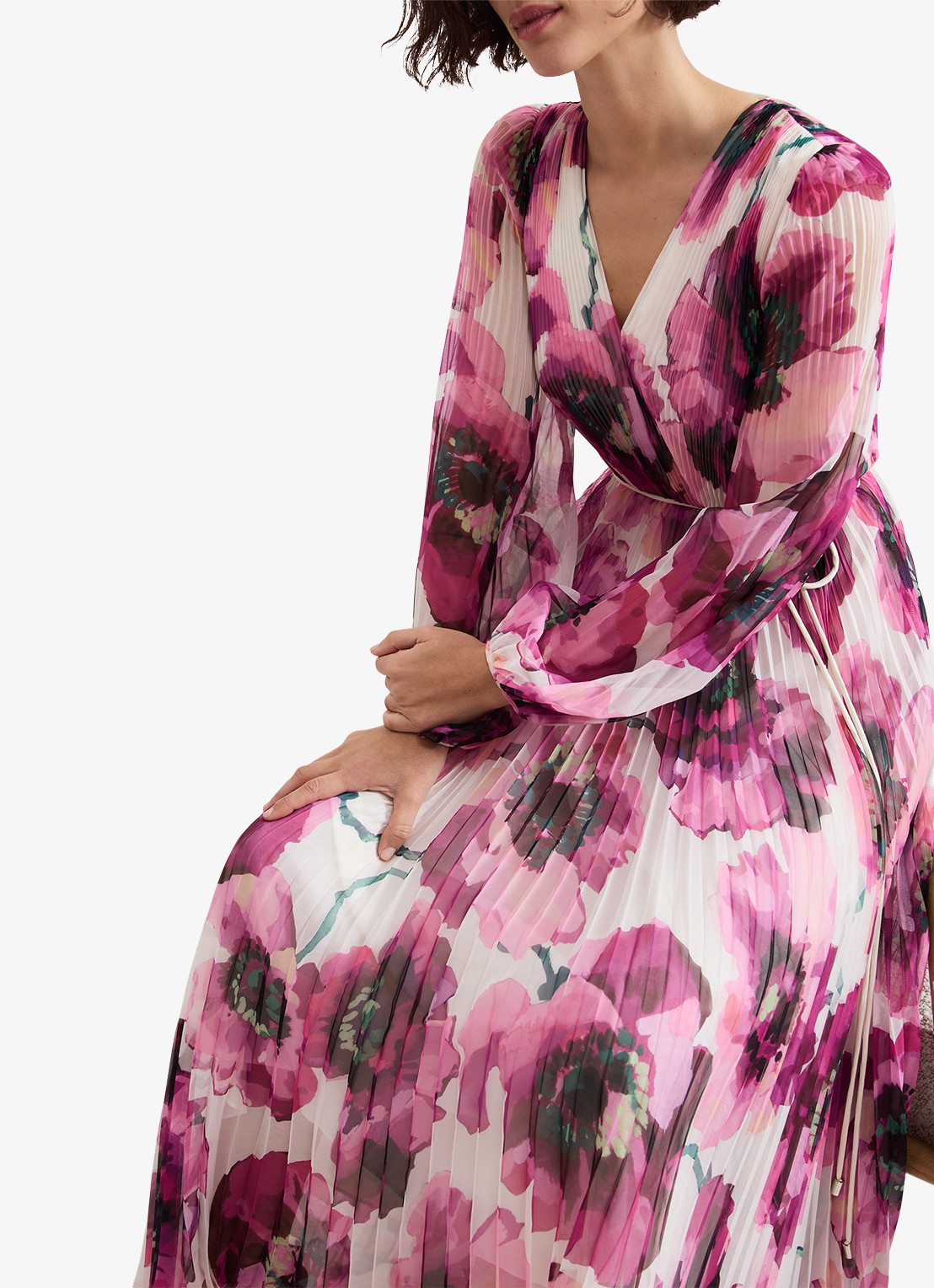 Phase Eight Natalia maxi jurk met bloemenprint - detail 3 roze