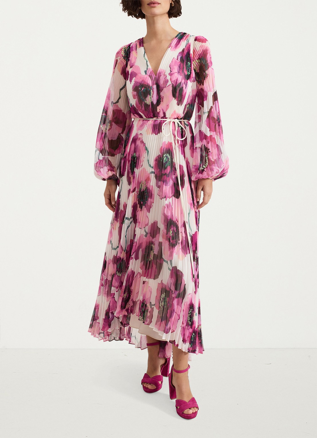 Phase Eight Natalia maxi jurk met bloemenprint - voorkant 7 roze